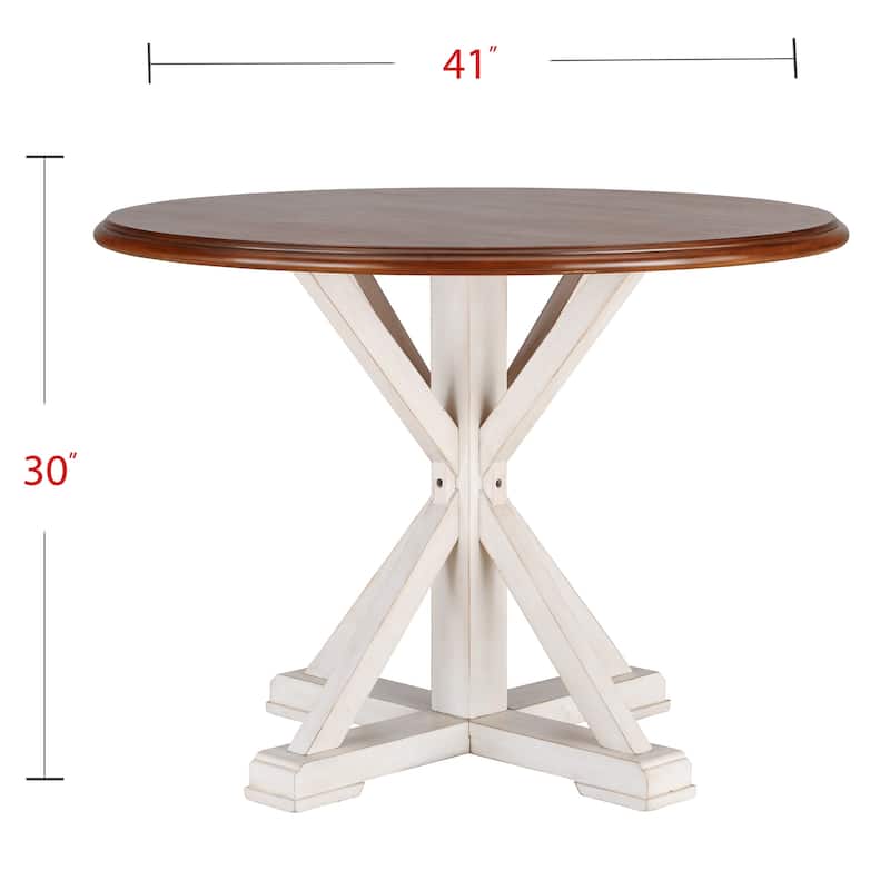 SEI Furniture Oriaga Antique White Round Pedestal Dining Table