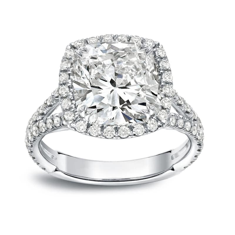 Auriya 18k White Gold 4 1/3ctw Cushion-cut Halo Diamond Engagement Ring