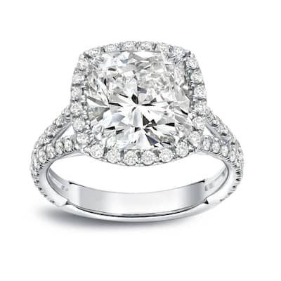 Auriya 18k White Gold 4 1/3ctw Cushion-cut Halo Diamond Engagement Ring