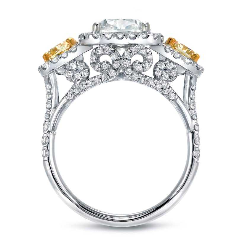 Auriya 18k Gold 5 carat TW Cushion-cut Yellow Diamond Engagement Ring Certified