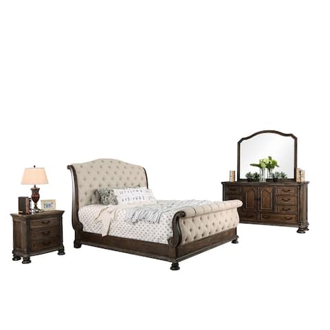 Furniture of America Brev Traditional Brown Fabric 4-piece Bedroom Set