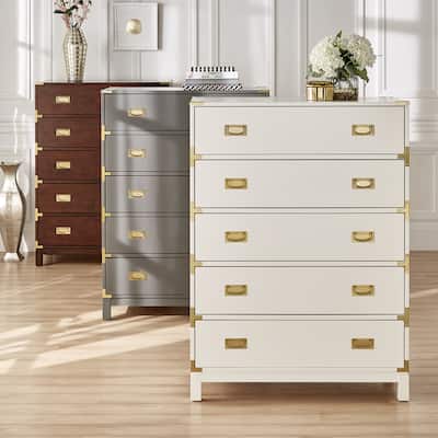 Kedric 5-Drawer Gold Accent Chest by iNSPIRE Q Bold