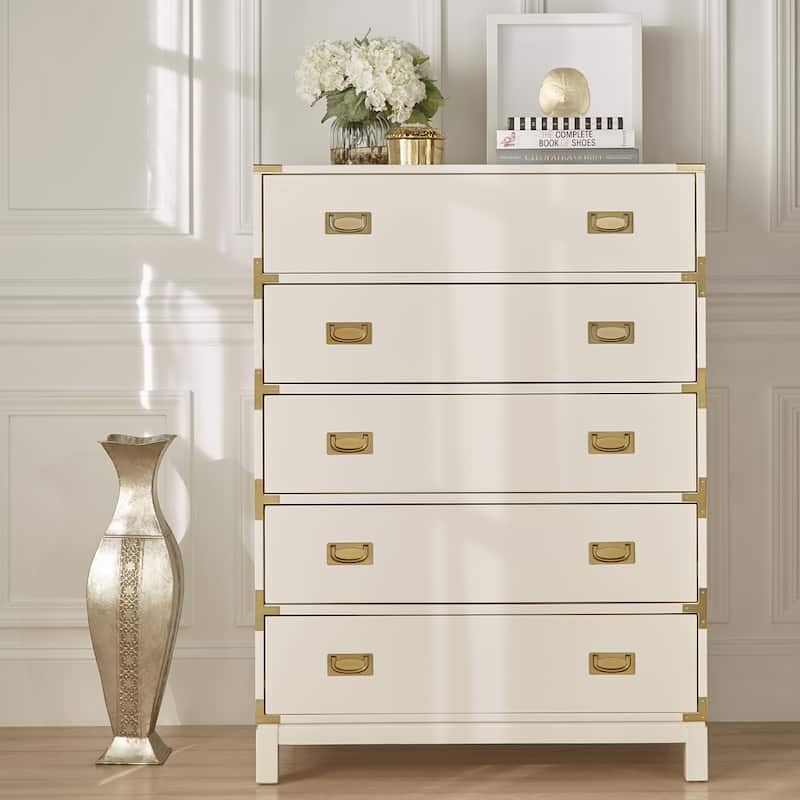 Kedric 5-Drawer Gold Accent Chest by iNSPIRE Q Bold