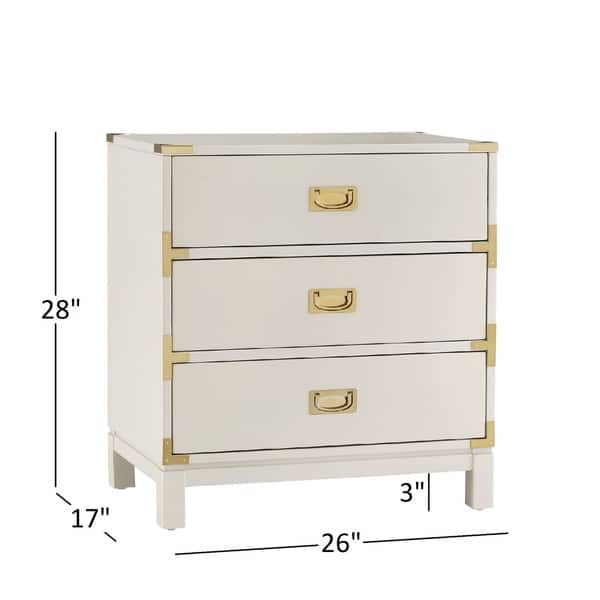 dimension image slide 3 of 2, Kedric 3-drawer Goldtone Accent Nightstand by iNSPIRE Q Bold