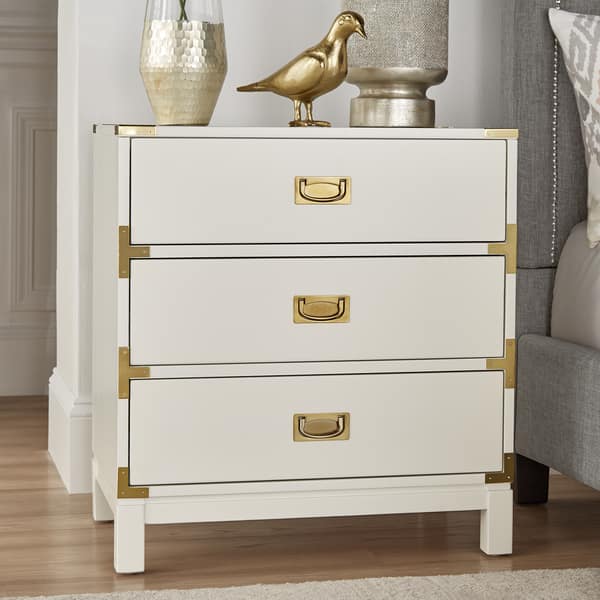 Shop Kedric 3 Drawer Goldtone Accent Nightstand By Inspire Q Bold Overstock 16805776 Espresso