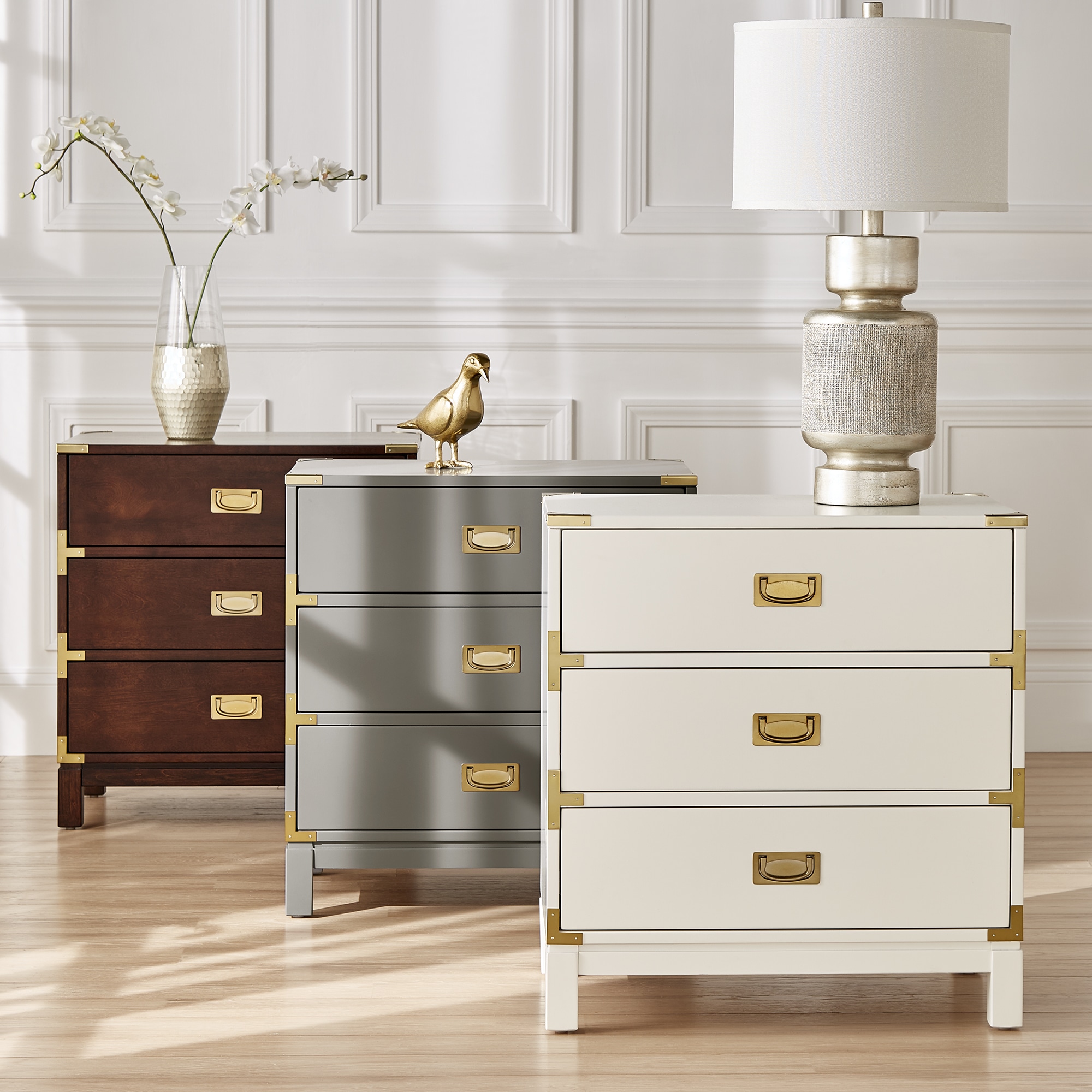 Shop Kedric 3Drawer Gold Accent End Table Nightstand by iNSPIRE Q Bold