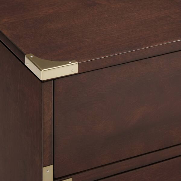 Shop Kedric 3 Drawer Goldtone Accent Nightstand By Inspire Q Bold Overstock 16805776 Espresso