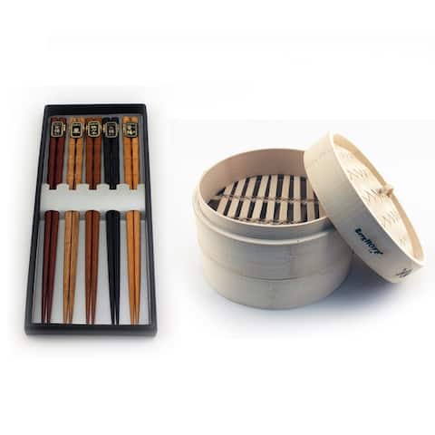 Bamboo 11pc Steamer Set with Steamer & Chopsticks