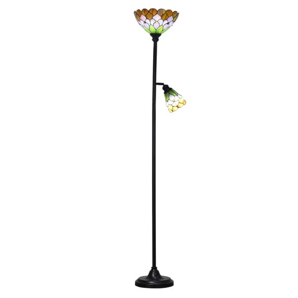 Dale Tiffany Select 72.25"H Toby Peony Floor Lamp with Side Light