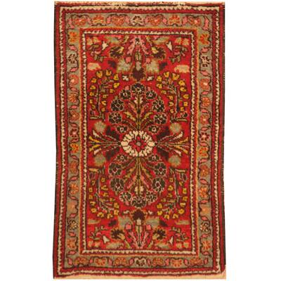 HERAT ORIENTAL Antique 1920s Persian Hand-knotted Tribal Geometric Hamadan Wool Rug - 1'9 x 2'10