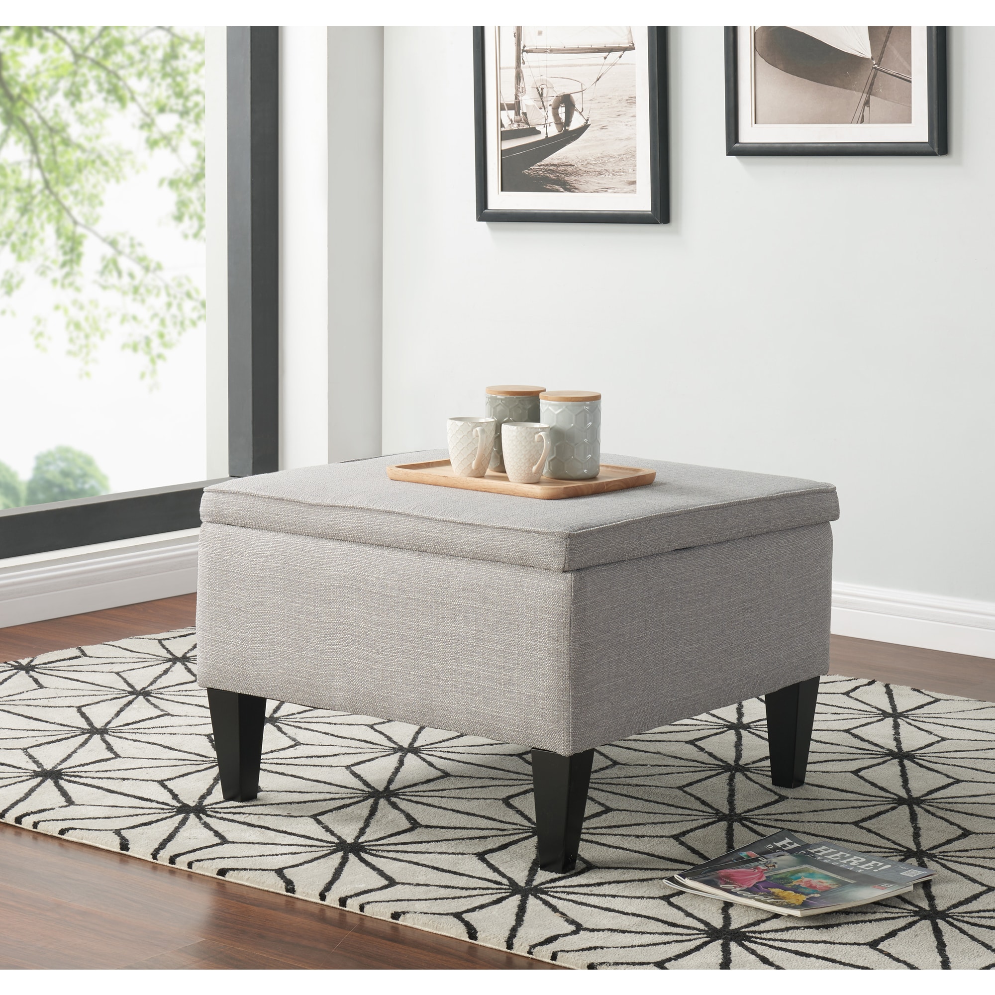 Shop Handy Living Courtney Dove Grey Linen Storage Ottoman Free