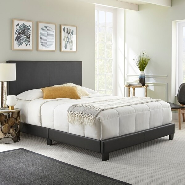 Sleep Sync Zander Padded Upholstered Leather Bed 4 colors