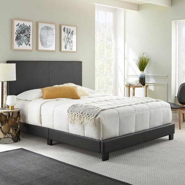 Sleep Sync Zander Padded Upholstered Leather Bed 3 colors