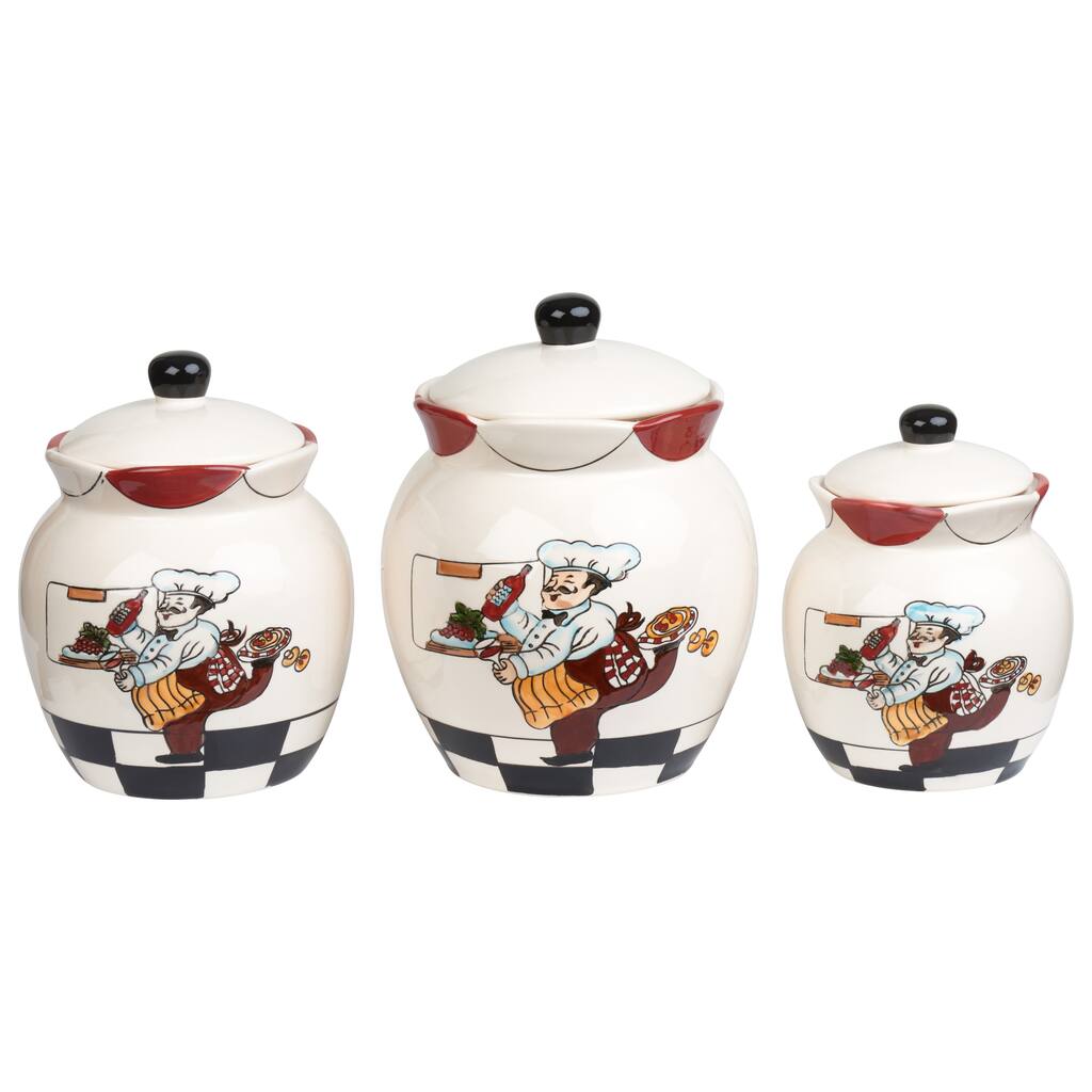 Chef Ceramic 3 Piece Deluxe Canister Set