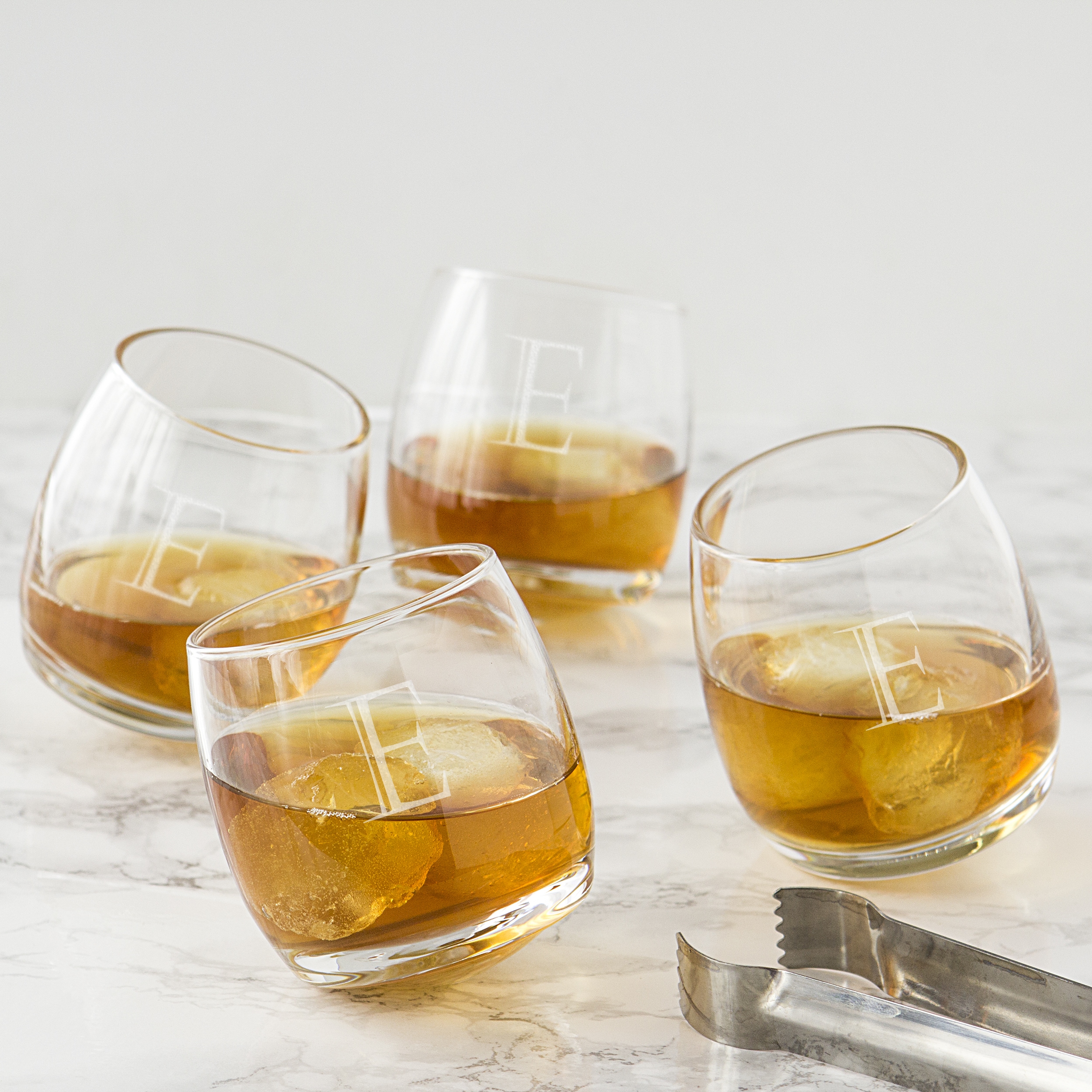 Personalized Art Deco Whiskey Glasses, Set of 2, Clear/White, 3.5H x 3 , Glass | Kirkland's Home