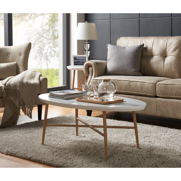 Shop Handy Living Miami White Oval Coffee Table with Light ...