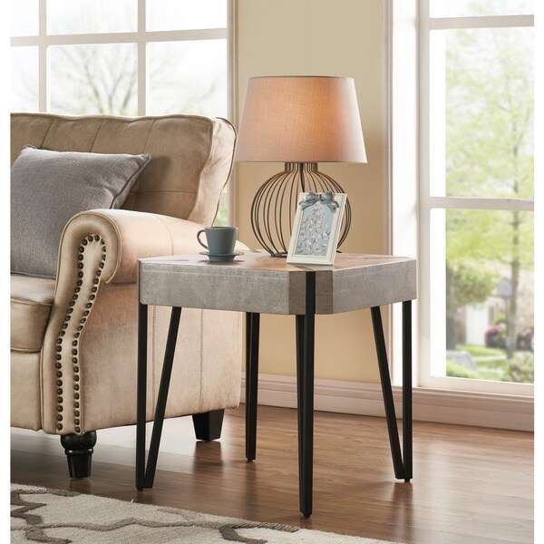 Shop Handy Living Dawn Concrete Grey Square End Table with Black Metal
