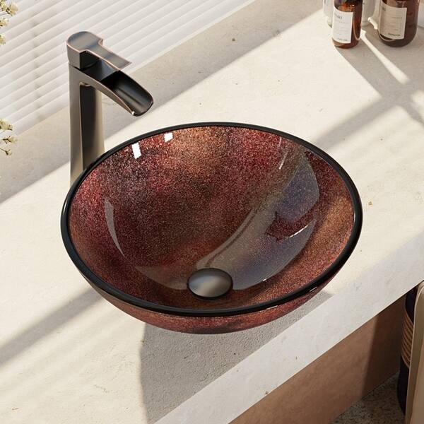 Glass Vessel Sink in Crystal with R9-7007 Faucet and Pop-Up Drain in Chrome Glass Vessel Sink in Crystal with R9-7007 Faucet and Pop-Up Drain in Chrome