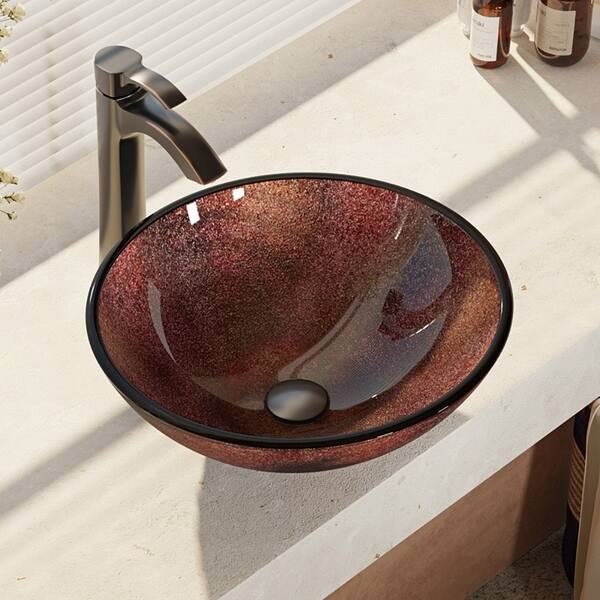 Glass Vessel Sink in Frosted with R9-7006 Faucet and Pop-Up Drain in Chrome Glass Vessel Sink in Frosted with R9-7006 Faucet and Pop-Up Drain in Chrome