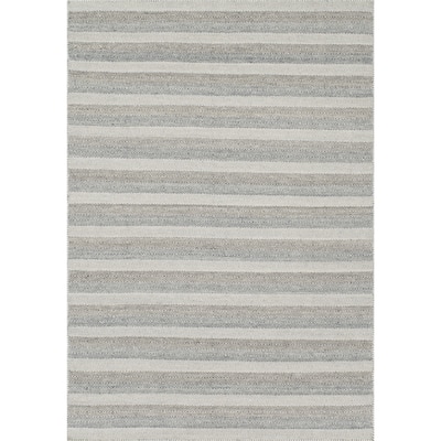 Hand-woven Poplin Grey/ Multi Wool Rug