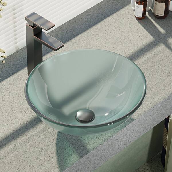 Shop R5 5002 R9 7003 Frosted Glass Vessel Sink With Faucet Sink