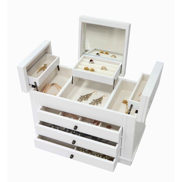 wooden jewelry box white