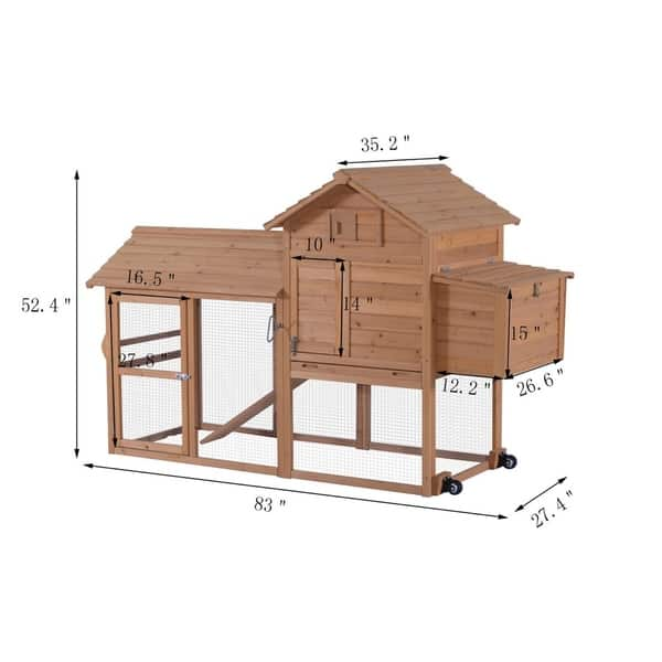 Lovupet Chicken Rabbit Poultry Coop House Cage Retractable Wheel - Bed ...