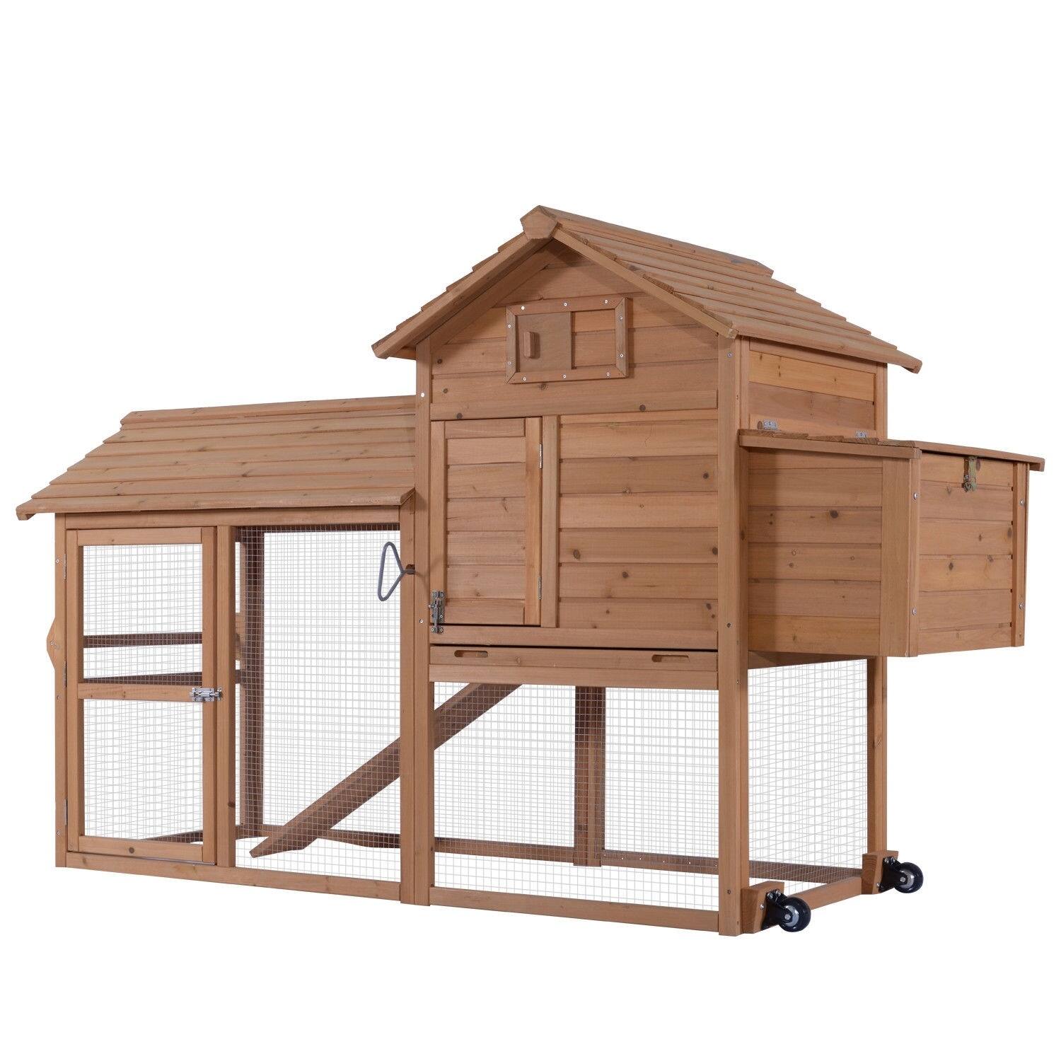 Lovupet Chicken Rabbit Poultry Coop House Cage Retractable Wheel On