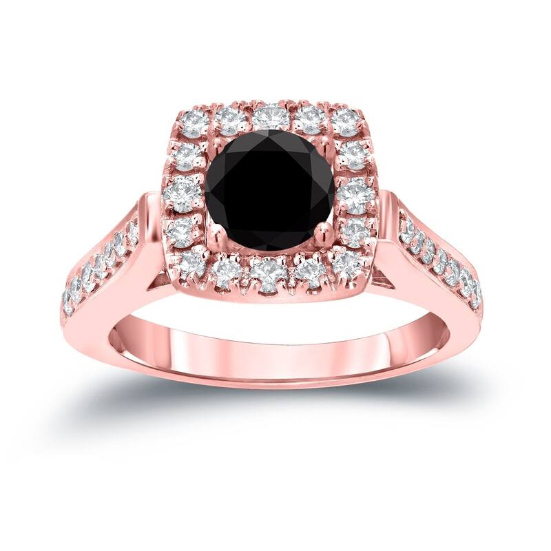 Auriya 14k Gold 7/8ctw Halo Black Diamond Engagement Ring (H-I, I1-I2)