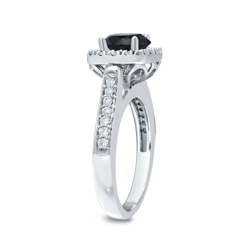 Auriya 14k Gold 7/8ctw Halo Black Diamond Engagement Ring (H-I, I1-I2)