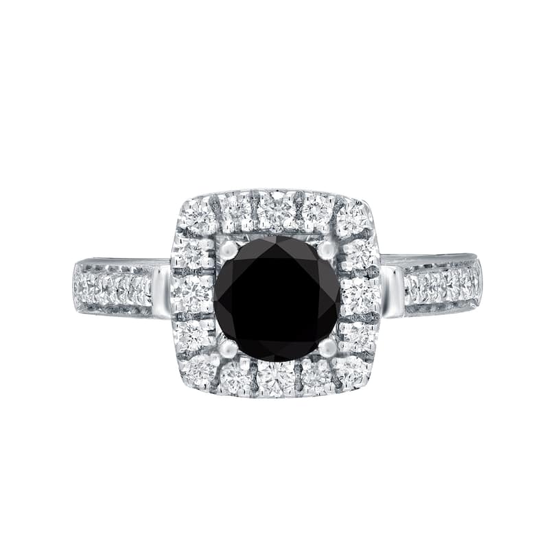 Auriya 14k Gold 7/8ctw Halo Black Diamond Engagement Ring (H-I, I1-I2)