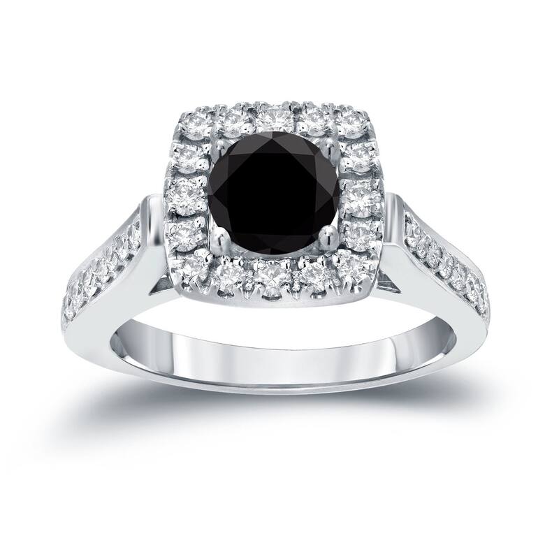 Auriya 14k Gold 7/8ctw Halo Black Diamond Engagement Ring (H-I, I1-I2)