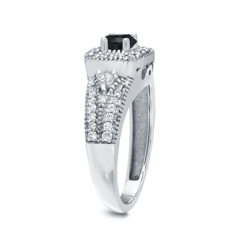 Auriya 14k Gold 3/5ctw Unique Halo Black Diamond Engagement Ring H-I, I1-I2