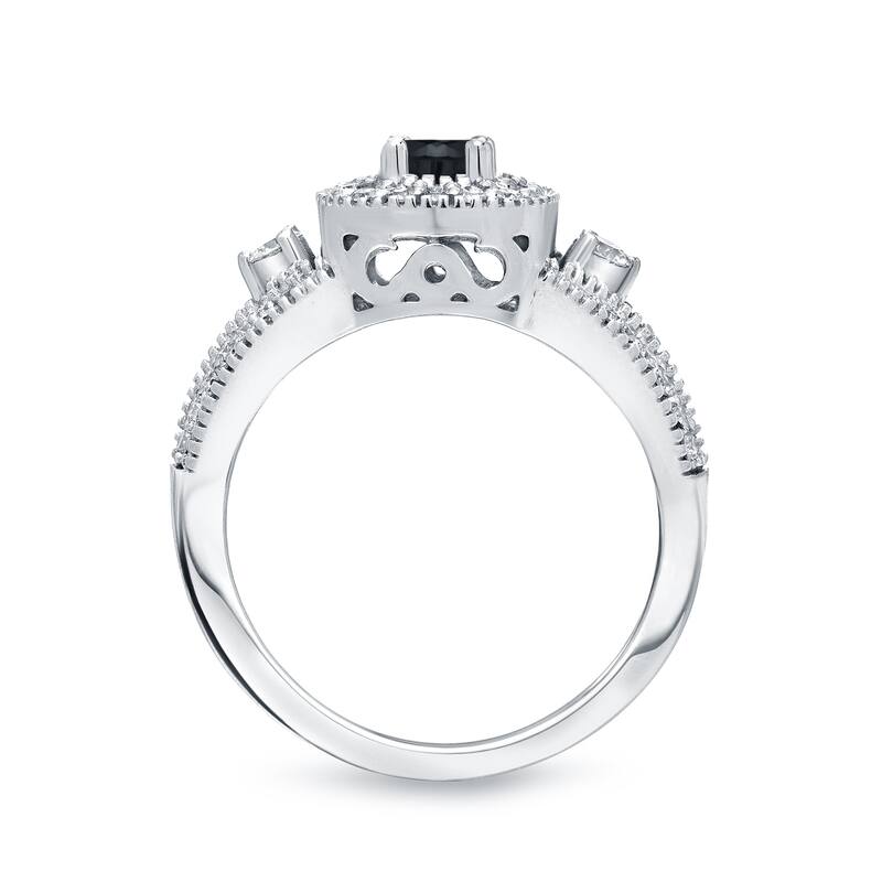 Auriya 14k Gold 3/5ctw Unique Halo Black Diamond Engagement Ring H-I, I1-I2