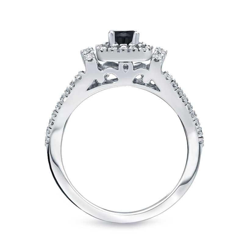 Auriya 14k Gold 1/2ctw Halo Black Diamond Engagement Ring