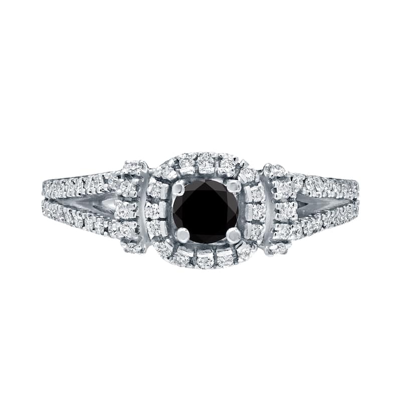 Auriya 14k Gold 1/2ctw Halo Black Diamond Engagement Ring