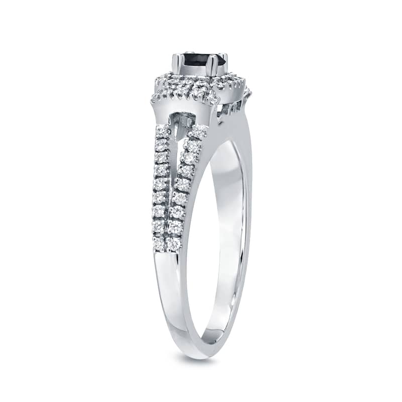 Auriya 14k Gold 1/2ctw Halo Black Diamond Engagement Ring