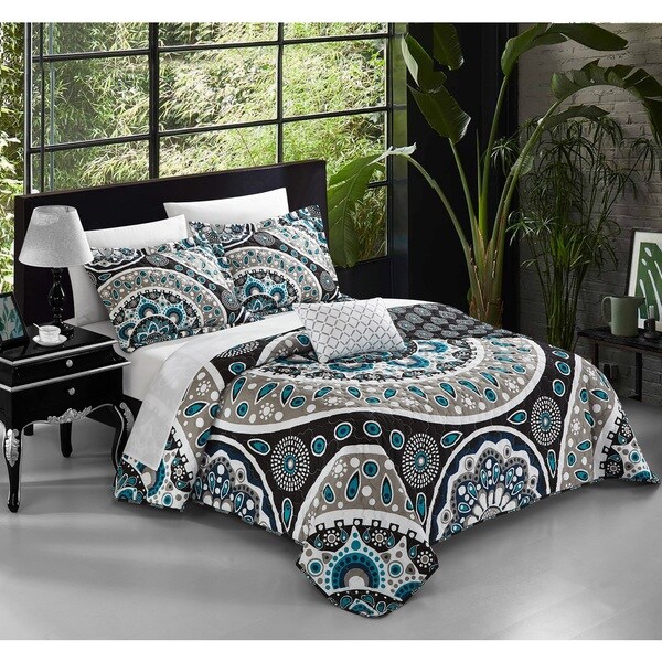 Chic Home Mikado 4-piece Black Reversible Duvet Cover Set with Decorative Shams