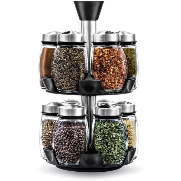 Spice Jar Rack with 12 Glass Jars On Sale Bed Bath Beyond