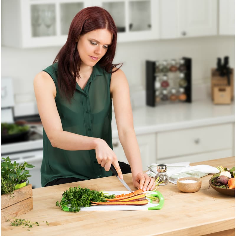 Belwares Cutting Board w/ Non-Slip Feet & Drip Groove Set of 3 - Green
