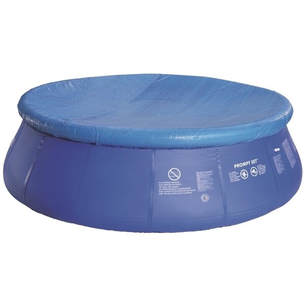 18.4' Durable Apertured Round Blue Swimming Pool Cover with Rope Ties