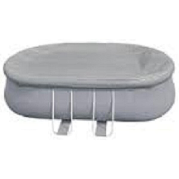 19.5' Durable Apertured Oval Shaped Gray Pool Cover with Rope Ties - Silver