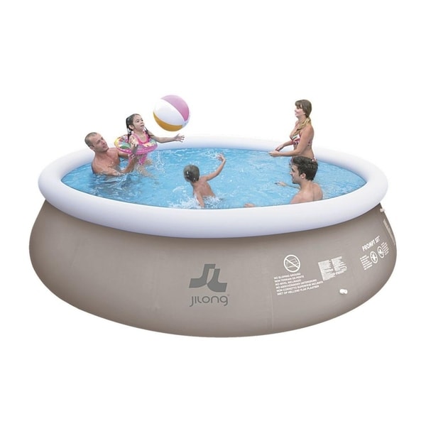 15' x 48" Gray and White Inflatable Above Ground Prompt Swimming Pool Set - Silver