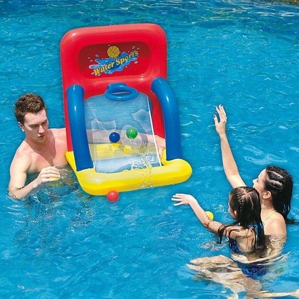 34" Red Yellow and Blue Inflatable Swimming Pool Water Sports Basketball Shooting Game