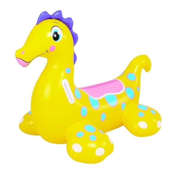 44" Yellow and Blue Sea Horse Rider Inflatable Swimming Pool Float Toy with Handles