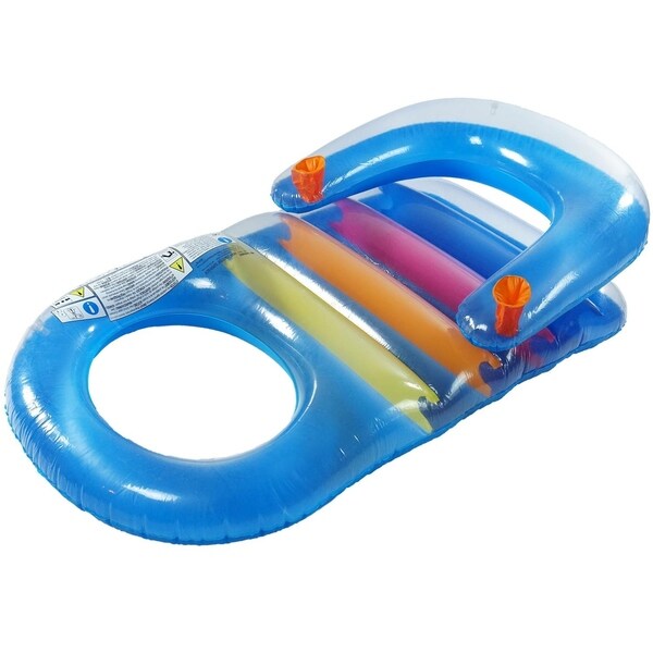 59" Blue Classic Inflatable Swimming Pool Lounger with Dual Drink Holders
