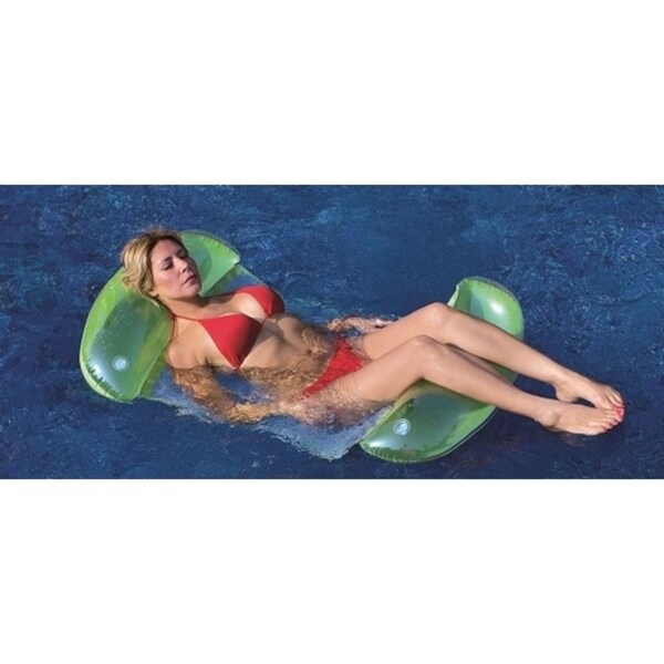 61" Green and White 2 in 1 Mesh Inflatable Swimming Pool Lounger Float