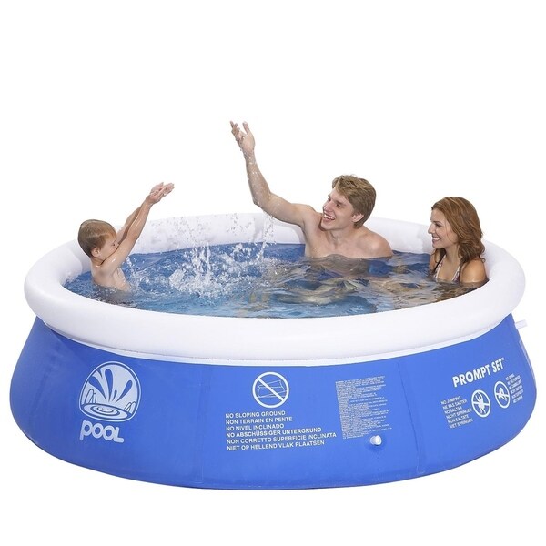 8' x 25" Blue and White Inflatable Above Ground Prompt Set Swimming Pool