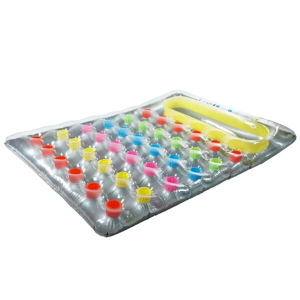 75" Gray and Multi-Colored 36-Pocket Deluxe Inflatable Swimming Pool Lounger Mattress Float