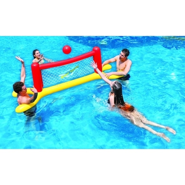 94" Red Yellow and Blue Inflatable Swimming Pool Water Sports Volleyball Game Set
